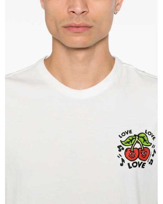 KENZO White Cherry-Embroidered T-Shirt for men