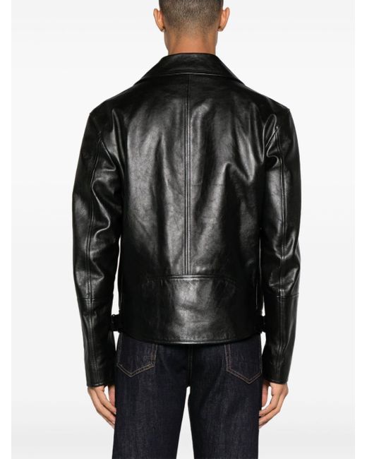Alexander McQueen Black Zip-up Leather Biker Jacket for men