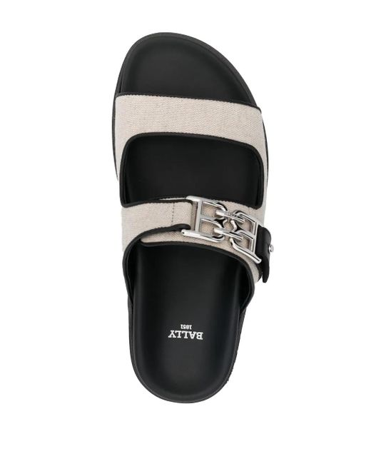 Bally Black Logo-Plaque Open-Toe Sandals