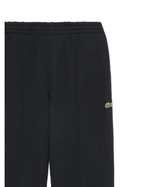 Lacoste Black Logo-Patch Pintuck Track Pants for men