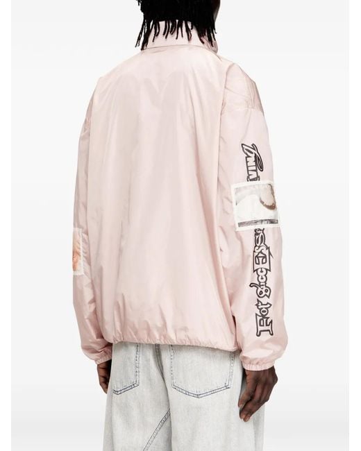 DIESEL Pink J-Claus-A-Gsbr Graphic-Patch Bomber Jacket for men