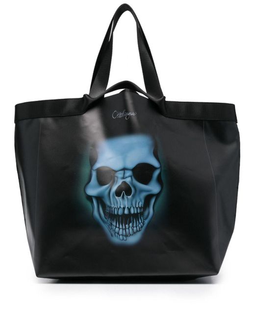 OTTOLINGER Black Large Skull-print Tote Bag