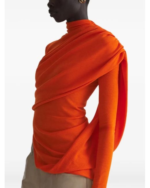 Mugler Orange Cascade Sleeves Top