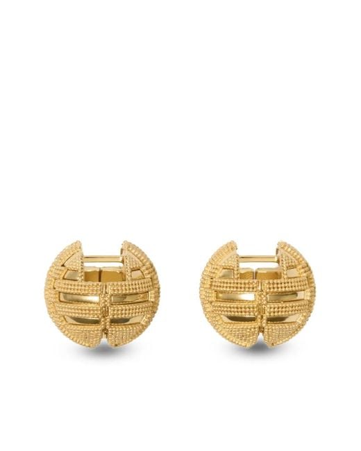 Burberry Metallic Grid-Pattern Earrings