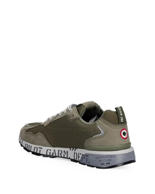 Aeronautica Militare Gray Logo-Embroidered Panelled Sneakers for men