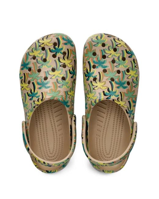 CROCSTM Green Classic Retro Summer Palm-Print Slides