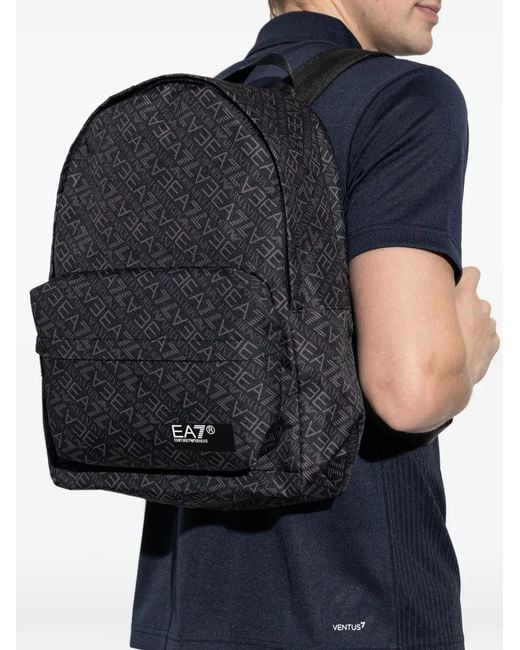 EA7 Black Sac À Dos À Logo Imprimé