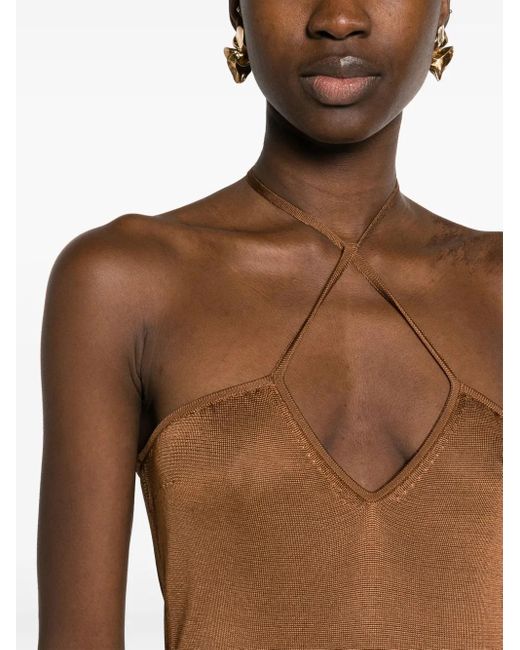 Tom Ford Brown Halterneck Flared Maxi Dress