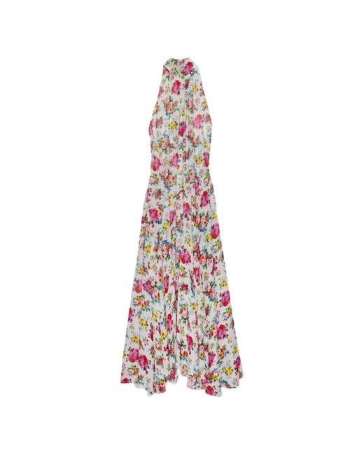 Vestido Largo Con Motivo Floral MSGM de color White