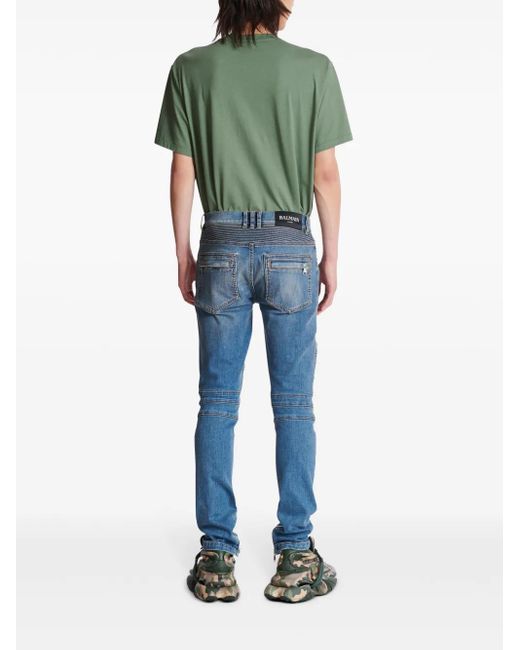 Balmain Biker Blaue Slim Fit Jeans in Blue für Herren