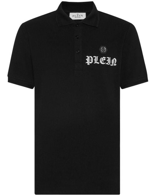 Philipp Plein Black Skull-print Polo Shirt for men