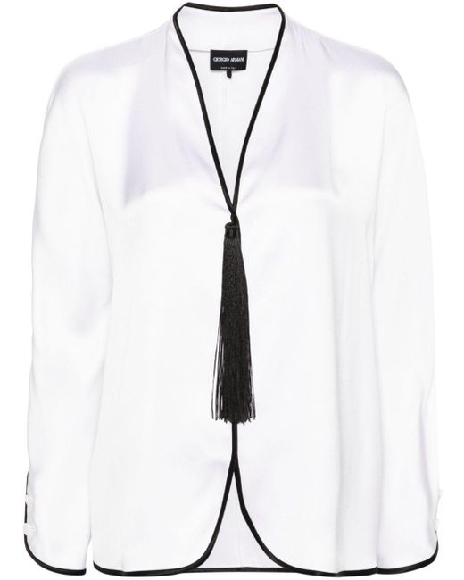 Blusa con nappa di Giorgio Armani in White