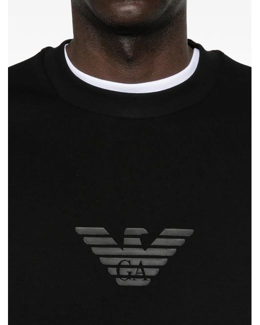 Emporio Armani Black Logo Cotton Sweatshirt for men