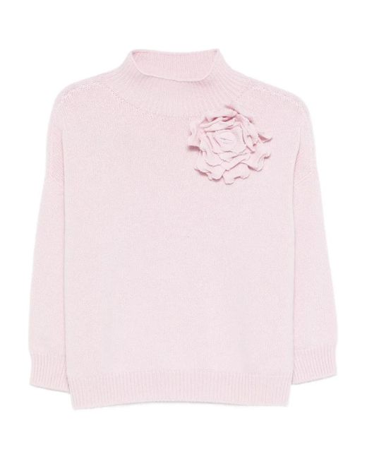 Vanisé Pink Floral Appliqué Sweater
