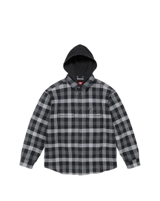 Supreme Black Plaid Waffle Hooded Jacket