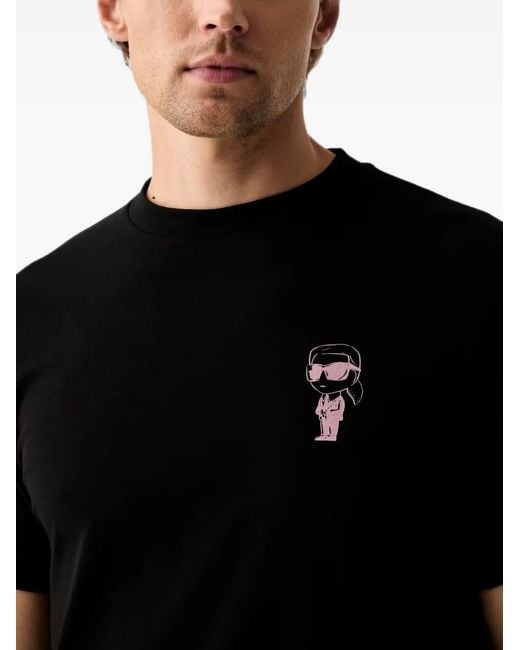 Karl Lagerfeld Black Ikonik Graphic-Print T-Shirt for men
