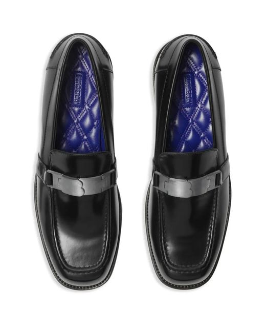 Burberry Black Tower Leather Loafers