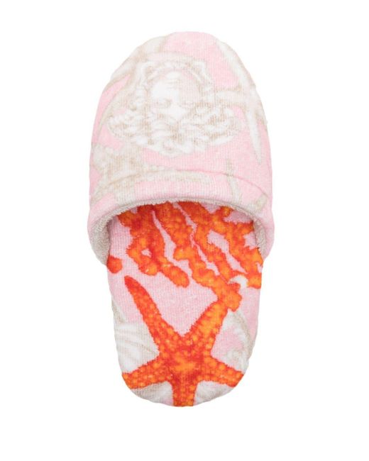 Versace Pink Barocco Sea Slippers