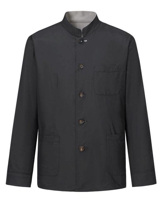 Shanghai Tang Black Stand Up-collar Reversible Jacket for men