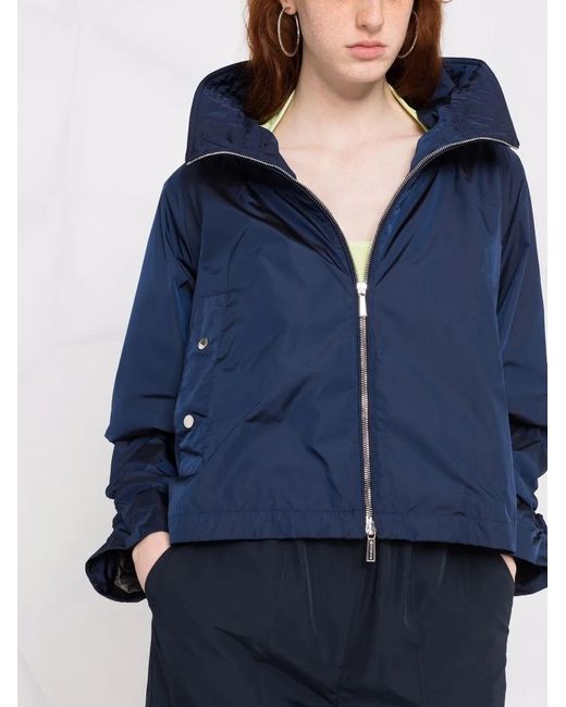 Moorer Blue Drawstring-Cuff Cropped Jacket