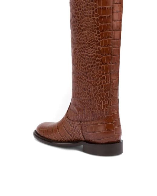 Paris Texas Brown 20Mm Montana Croco-Embossed Leather Boots