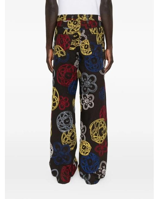 KENZO White X Futura 2000 Flower-Embroidered Trousers for men