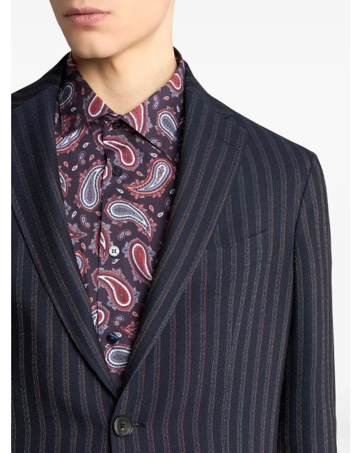 Etro Blue Striped Wool-Blend Suit for men
