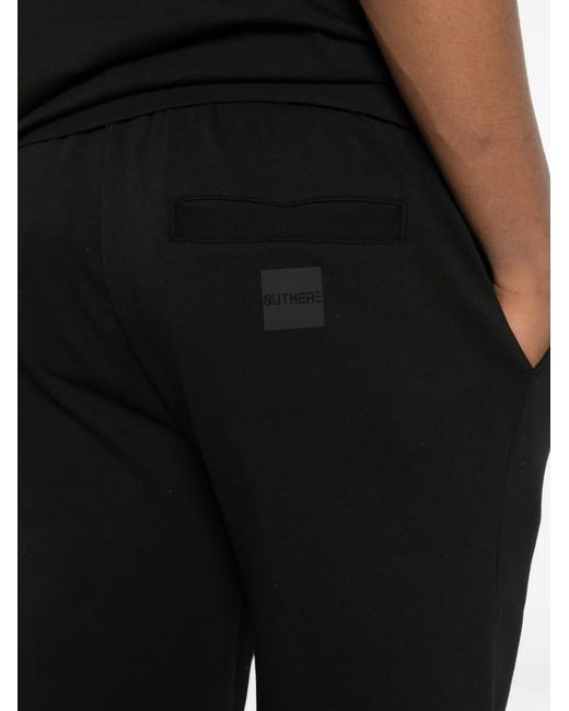 OUTHERE Black Logo-Patch Drawstring Shorts for men