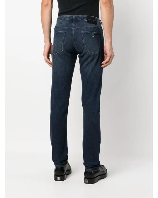 Emporio Armani Blue Low-Rise Skinny Jeans for men