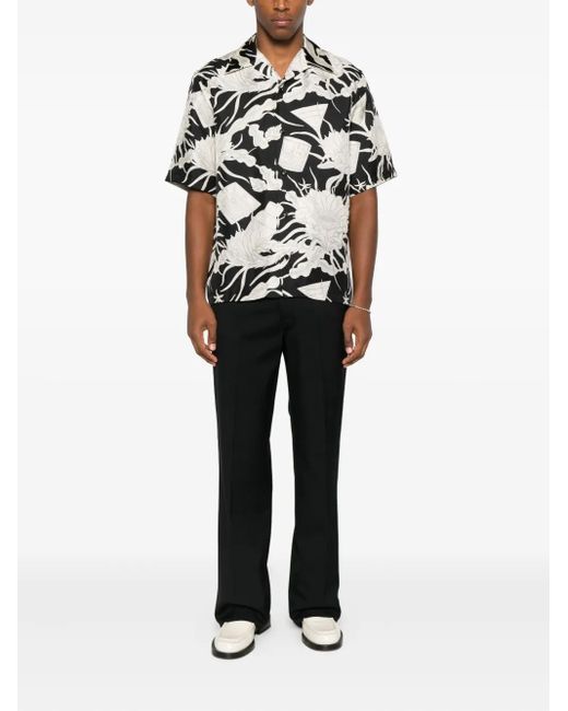 Amiri White Floral-Print Short-Sleeved Shirt for men
