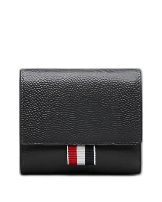 Thom Browne Black Pebble Grain Coin Compartment Small Purse