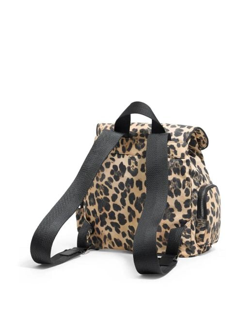 Bimba Y Lola Black Medium Leopard-Print Backpack