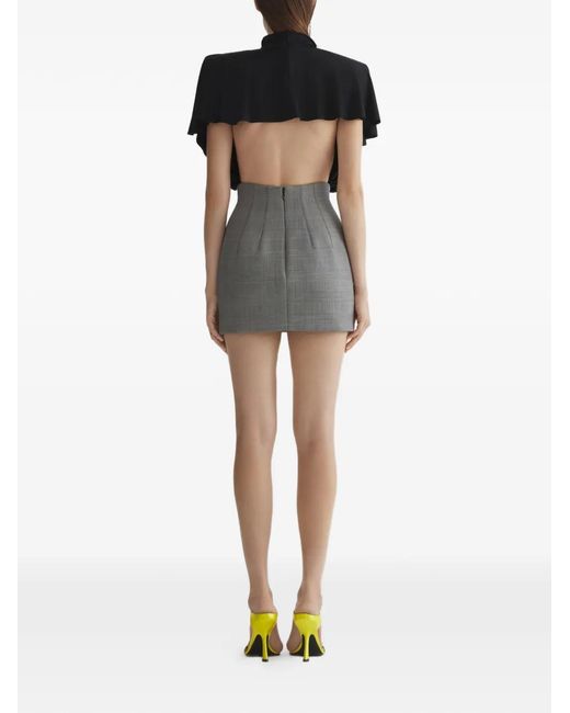 Mugler Gray Checked Mini Skirt