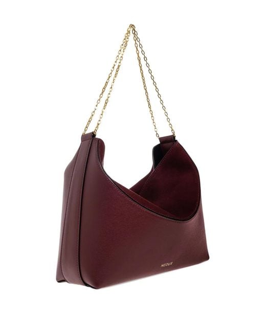 Neous Purple Leather Chain Tote Bag