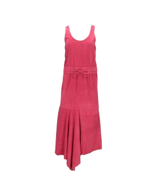Tom Ford Pink Drawstring Asymmetric Midi Dress