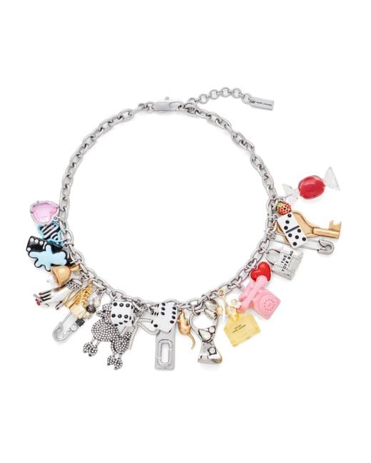 Marc Jacobs Sticker Charm Statement Necklace in Metallic | Lyst