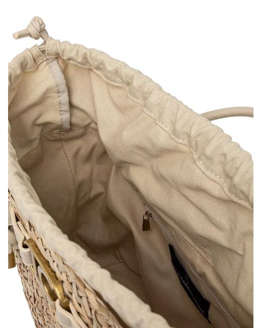 Lola Casademunt White Logo-Plaque Woven Beach Bag