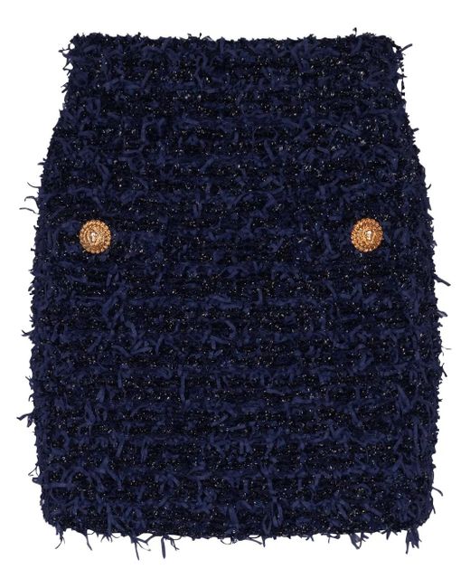 Balmain ツイード ミニスカート Blue