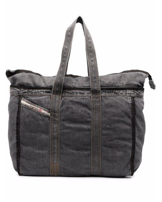 DIESEL Darkwash Denim Tote Bag in Grey (Gray) for Men Lyst