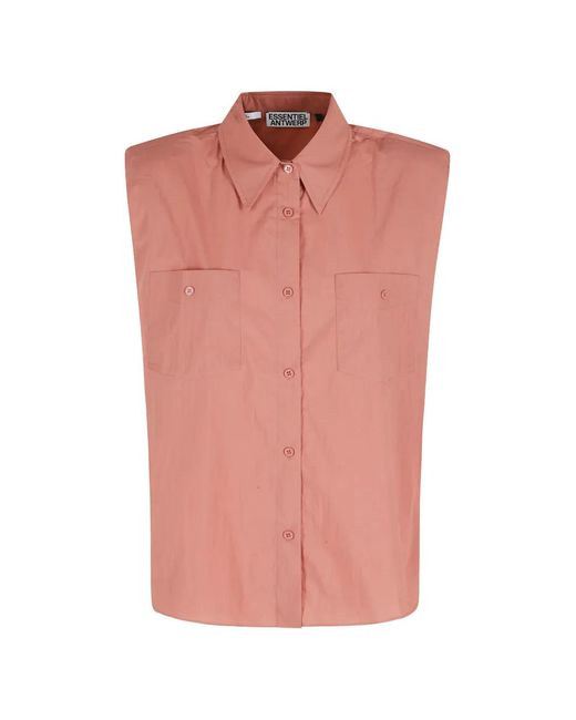 Essentiel Antwerp Pink Padded-Shoulder Sleeveless Shirt