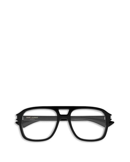 Saint Laurent Black Lunettes De Vue À Monture Pilote for men