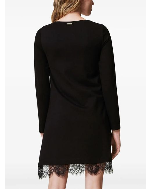 Twinset Black Lace-Detailing Mini Dress