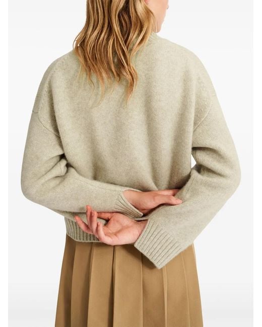 Pringle of Scotland White Mélange Cashmere V-Neck Sweater