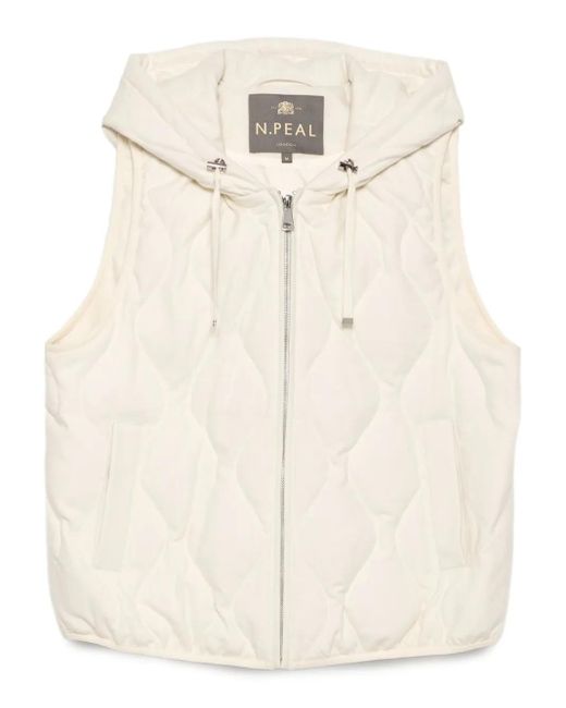 N.Peal Cashmere フーデッド パデッドベスト Natural