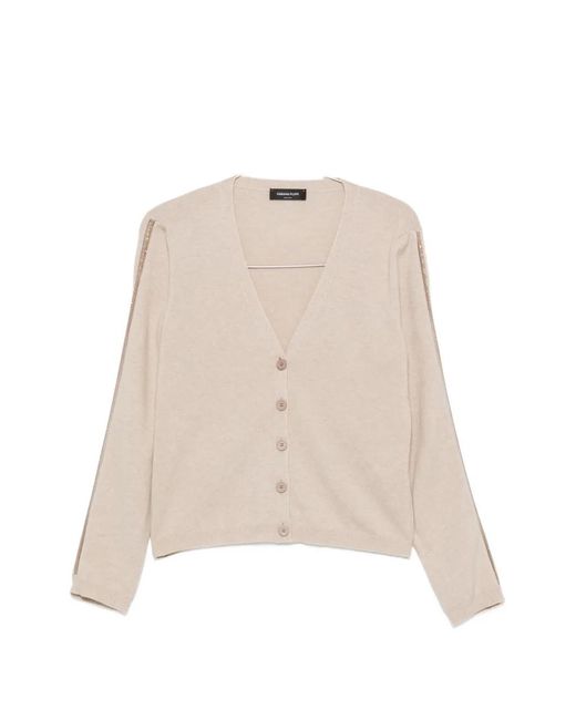 Fabiana Filippi Natural Bead-Embellished V-Neck Cardigan