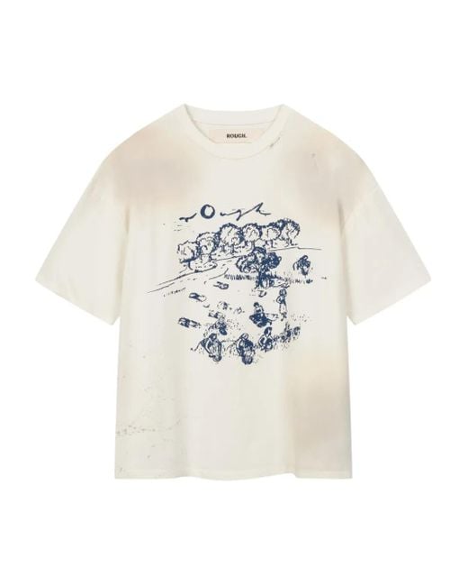 ROUGH White T-Shirt Mit Grafischem Print