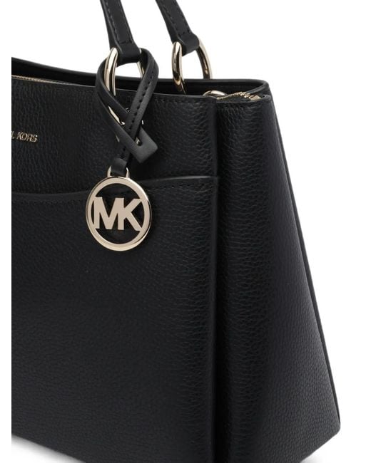 MICHAEL Michael Kors Black Logo-Plaque Pebbled Shoulder Bag