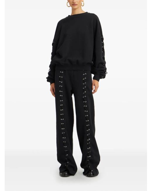ROTATE BIRGER CHRISTENSEN Black Lace-Up Detail Track Pants