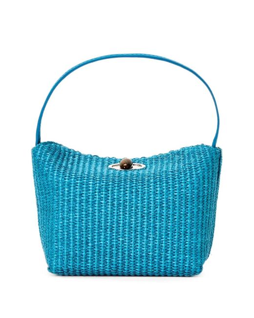 Turnlock Raffia Mini Bag Christopher Esber de color Blue