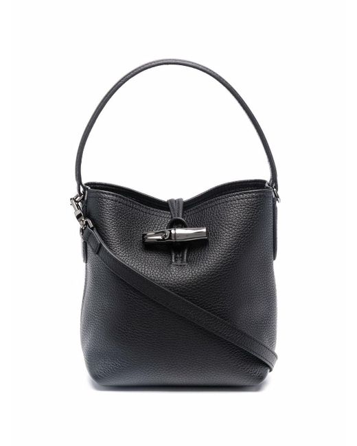 Longchamp Roseau Essential Leather Bucket Bag in Black - Lyst